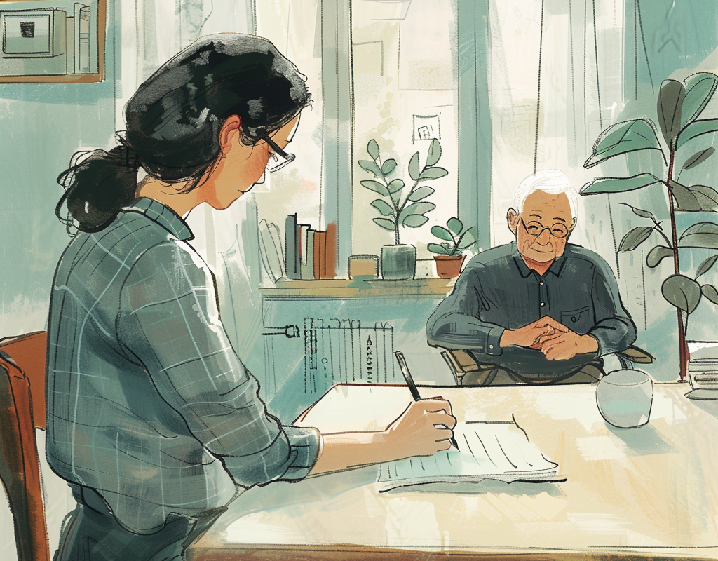 Daughter Writign Budget for Dad's Care